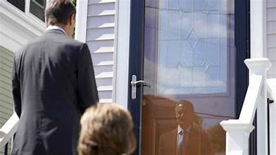 Jehovah's Witnesses going door to door to share a false gospel