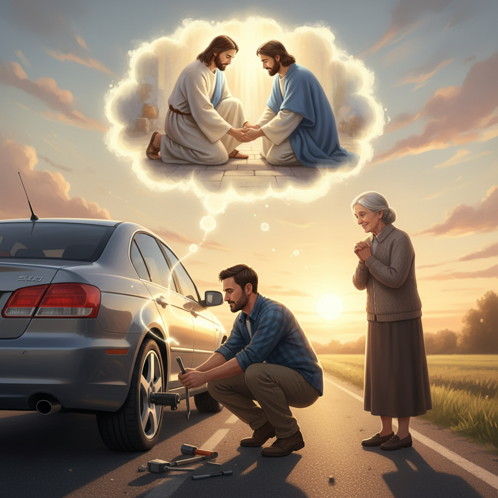 Man changing a tire