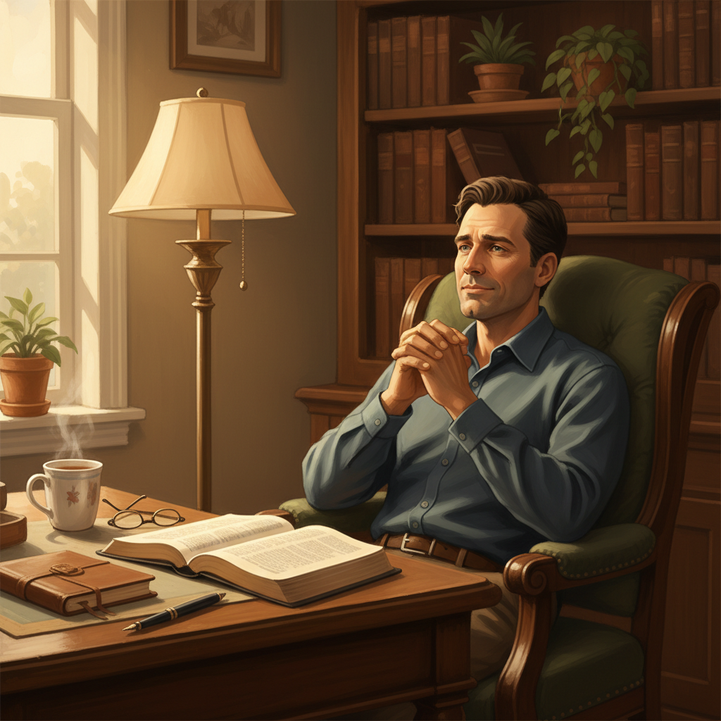 Man contemplating - Jesus Christ is Lord Man contemplating how God's Word applies to his life